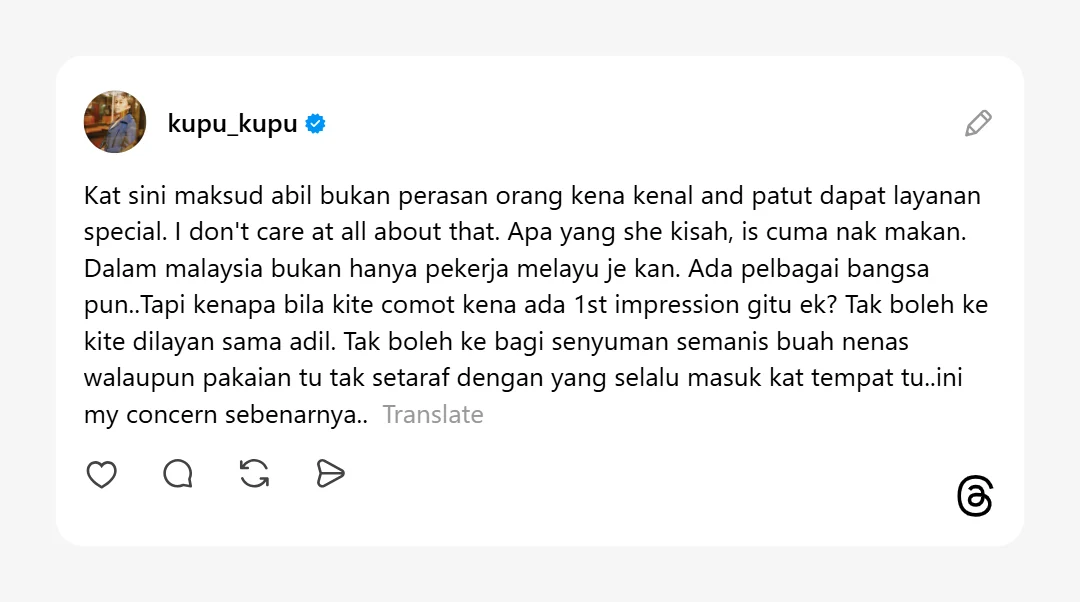 ￼

Nabila Huda Kongsi Pengalaman Dapat Layanan ‘Double Standard’ Di Restoran Kerana Penampilan ‘Comot’?