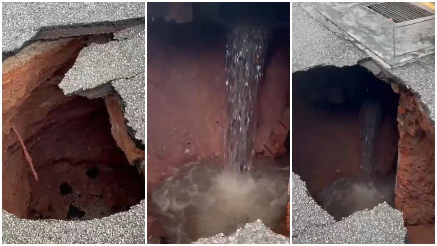 Car jolts over forming sinkhole in Wangsa Maju, viral videos show