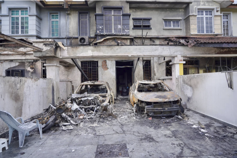 Four houses set ablaze in petrol bomb attacks at Bukit Indah