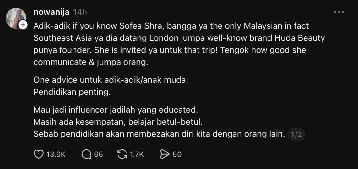 Amaran Netizen Selepas Sofea Shra Ke London Jumpa Huda Kattan