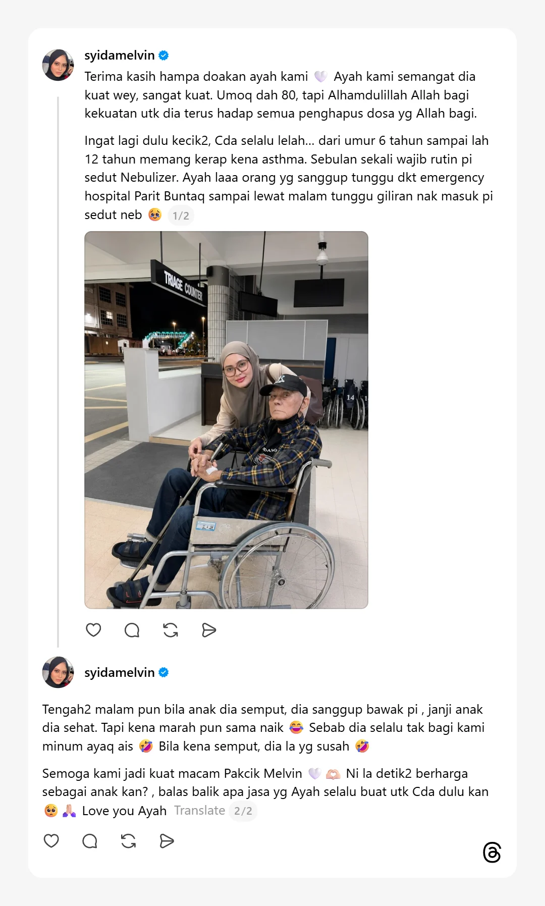 “Ayah Kami Semangat Dia Kuat..”-Syida Melvin