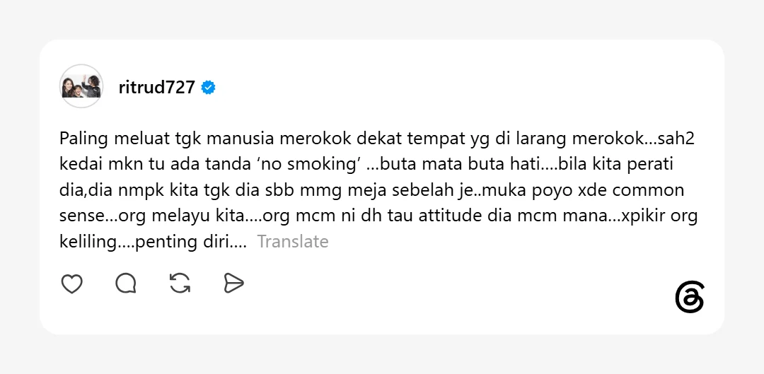 Rita Rudaini Meluat Lihat Manusia Merokok Di Kedai Makan