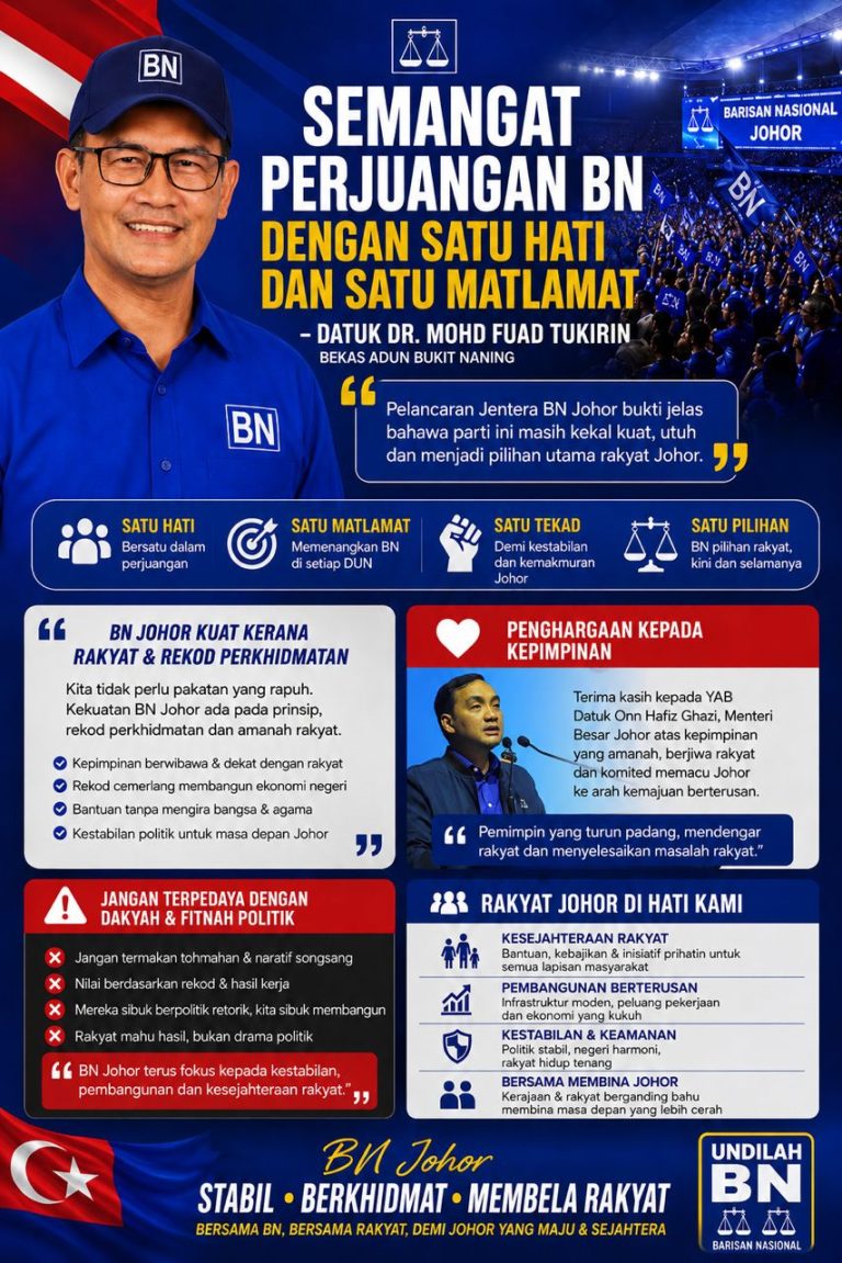 Semangat Perjuangan BN Terus Menyala Dengan Satu Hati, Satu Matlamat – Fuad Tukirin