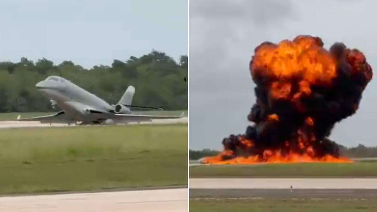 Jet peribadi meletup di landasan