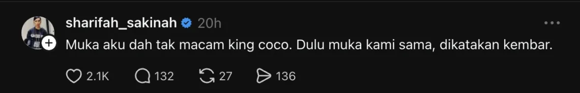 Sharifah Sakinah Akui Tak Lagi Seiras Dengan King Coco