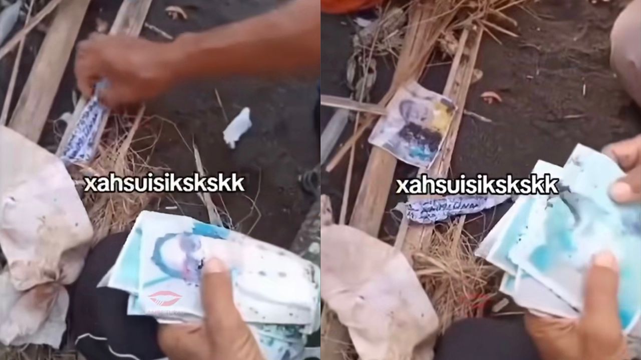 Jumpa kain putih penuh gambar orang di pantai