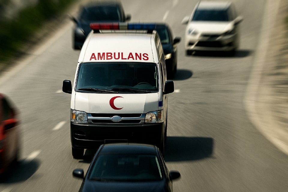 Pemandu, jururawat cedera ambulans terbabas di Jalan Kuala Kangsar-Gerik