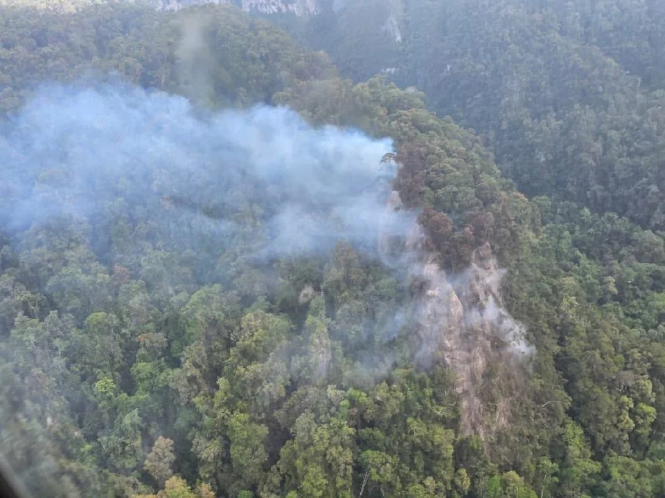 Bomba gerakkan helikopter bantu padam kebakaran hutan dekat Gua Niah