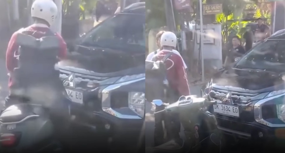 Siapa gagah? Kereta, motosikal ‘saling menyondol’ di Bali
