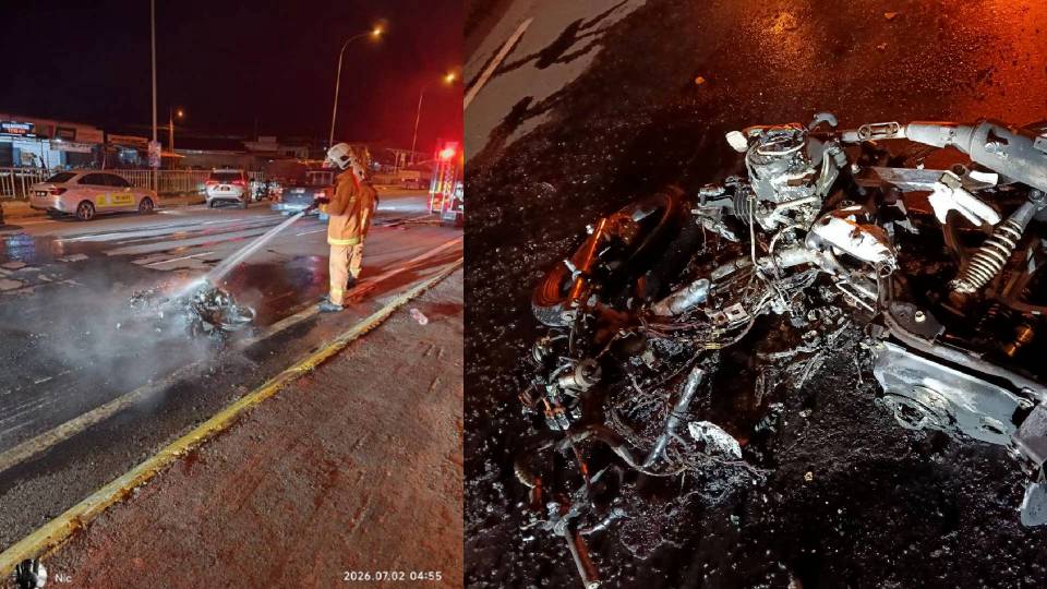 Remaja maut, motosikal terbakar selepas dirempuh