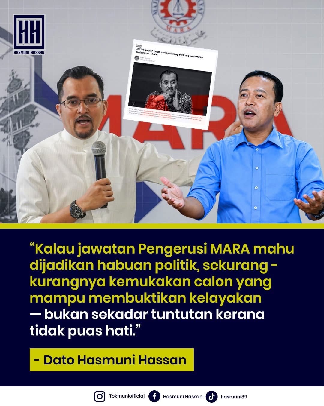 Desakan Ganti Pengerusi MARA Cetek, Berbaur Emosi – Hasmuni