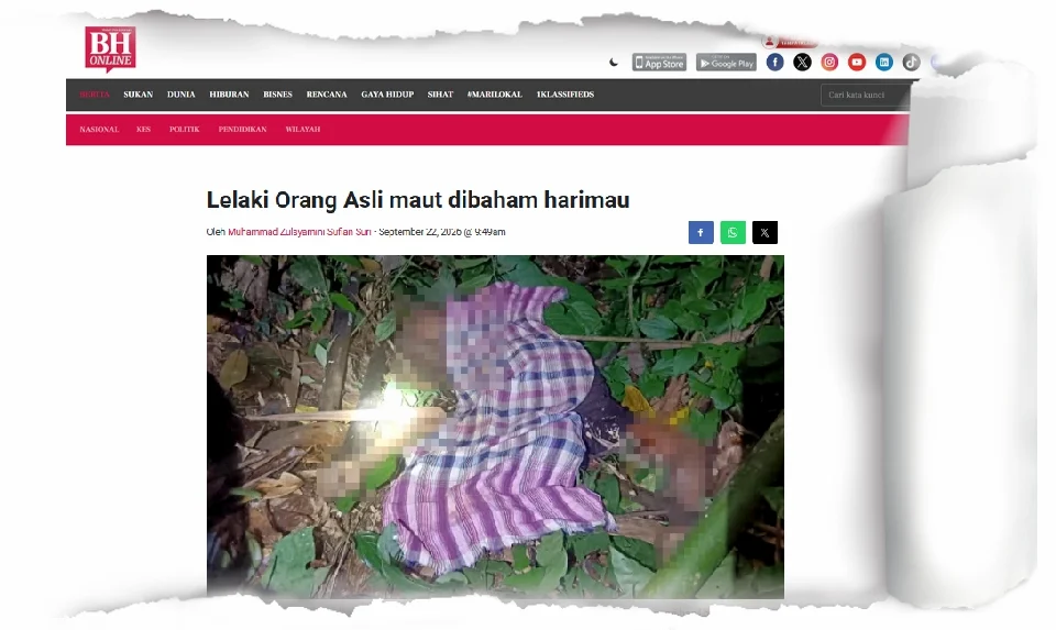 Lelaki Orang Asli maut dibaham harimau: PERHILITAN gerak anggota kesan, periksa lokasi tragedi