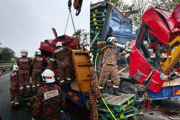 Driver dies in two-lorry collision on North-South Expressway near Ayer Hitam