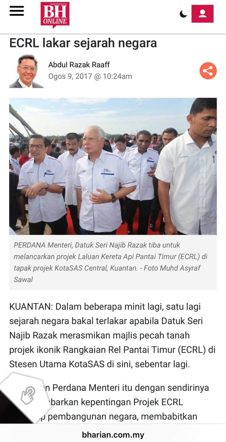 ECRL: Jangan Lupa Siapa Yang Mulakannya – Ahmad Maslan