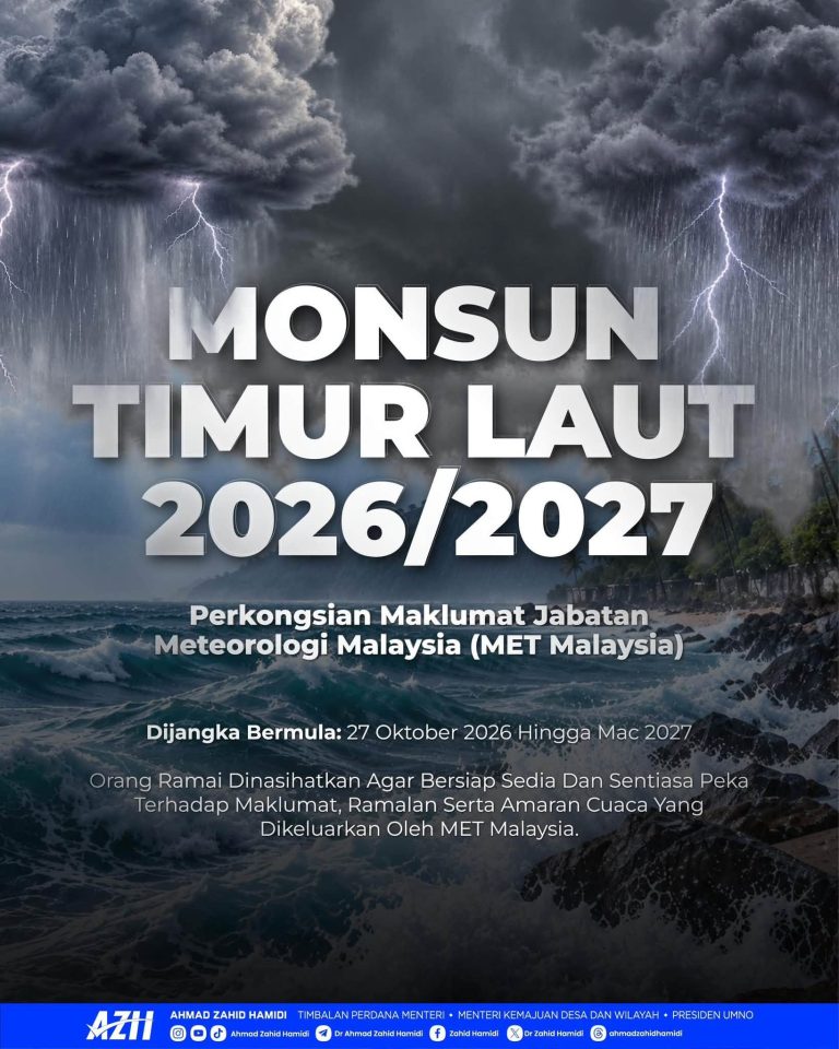 Ahmad Zahid Seru Rakyat Berwaspada Hadapi Monsun Timur Laut