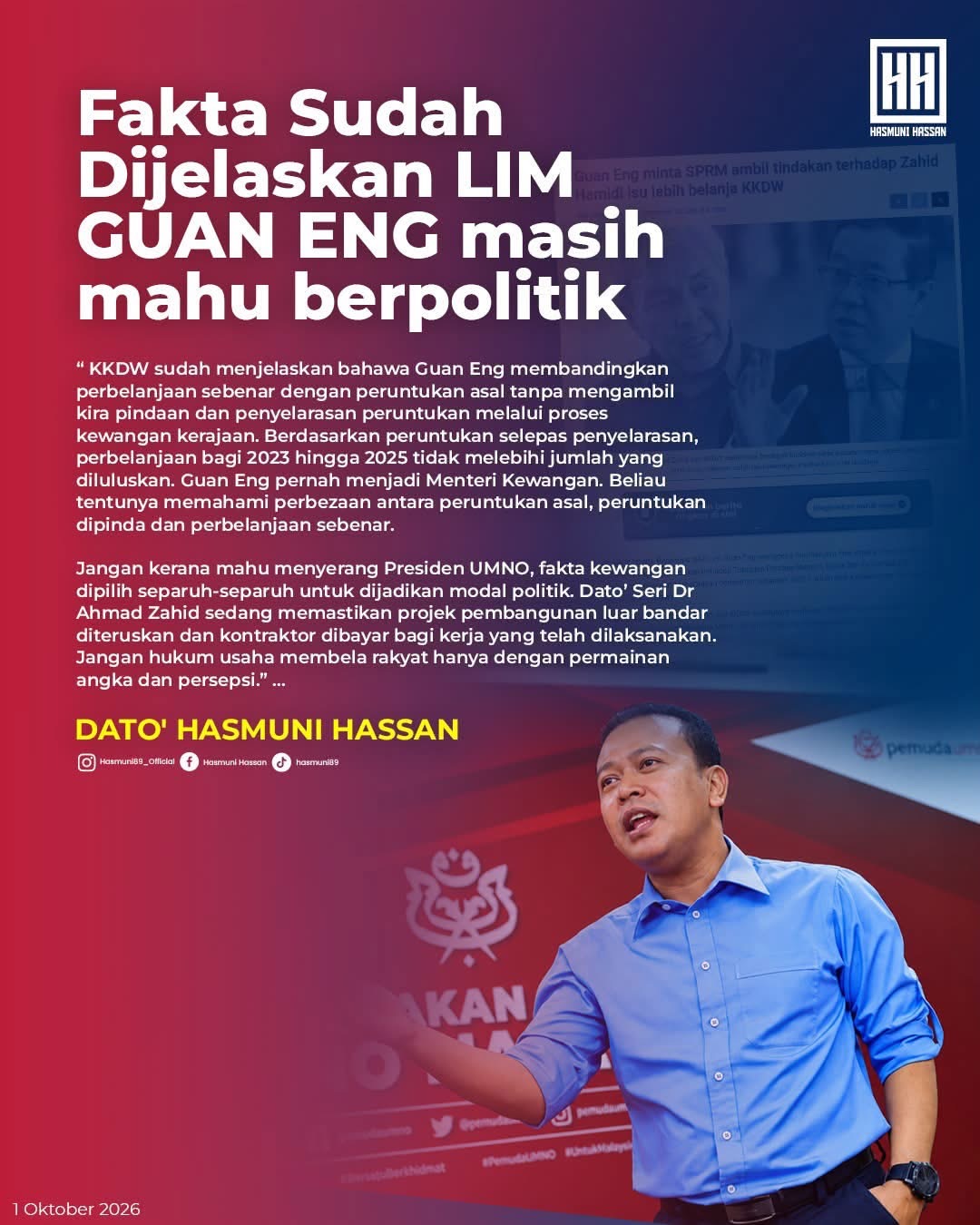 Jangan Politikkan Angka Peruntukan Kerajaan – Hasmuni